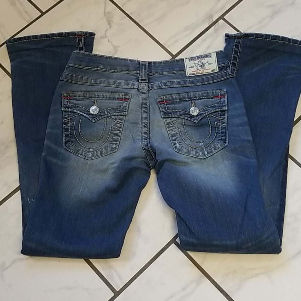 True religion flap pockets boot cut jeans size 26